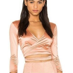 Free People 🌿 Margot Wrap Top Peach Large NWT